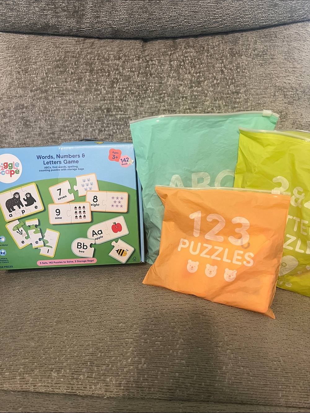 Words, Numbers & Letters Game - Orange/Turquoise/Lime Puzzle Set